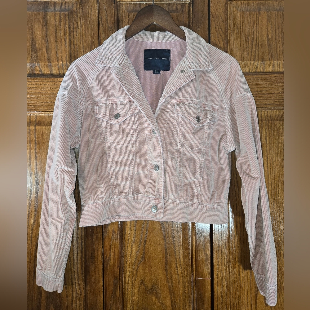 American Eagle Blush Pink Corduroy Cropped Ribbed Jacket,  sz XS